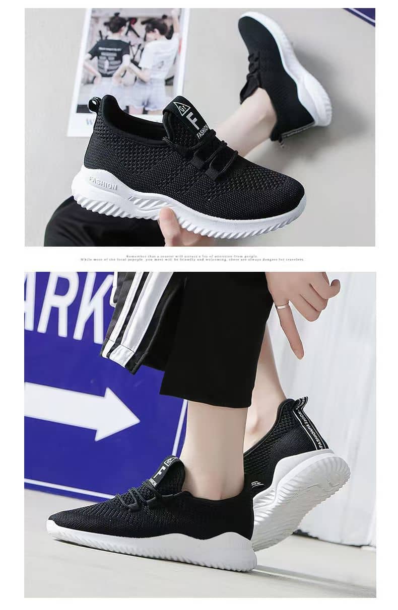 Unisex Flyknit Mesh Sneakers Breathable Comfortable Korean Style Student Running Shoes for Couples