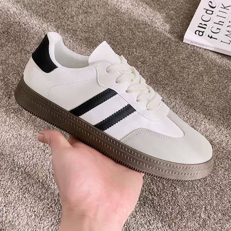German Army Trainer Style Unisex White Sneakers Casual Sports Shoes Couple Style Campus