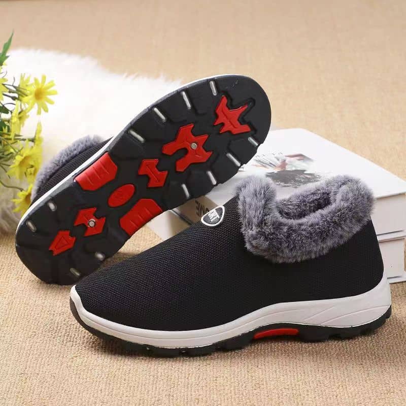 Winter Warm Women's Cotton Shoes Fleece-Lined Thickened Soft Sole Cotton Boots for Middle-Aged and Elderly