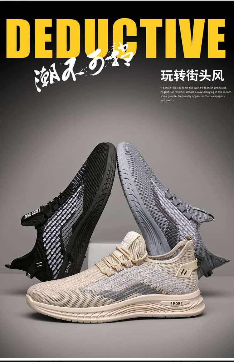 Men's Summer Breathable Flyknit Mesh Casual Shoes Comfortable Soft Sole Slip-On Sneakers