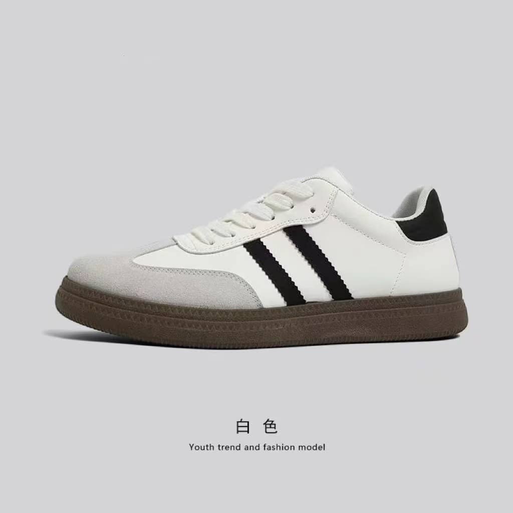 German Army Trainer Style Unisex White Sneakers Casual Sports Shoes Couple Style Campus
