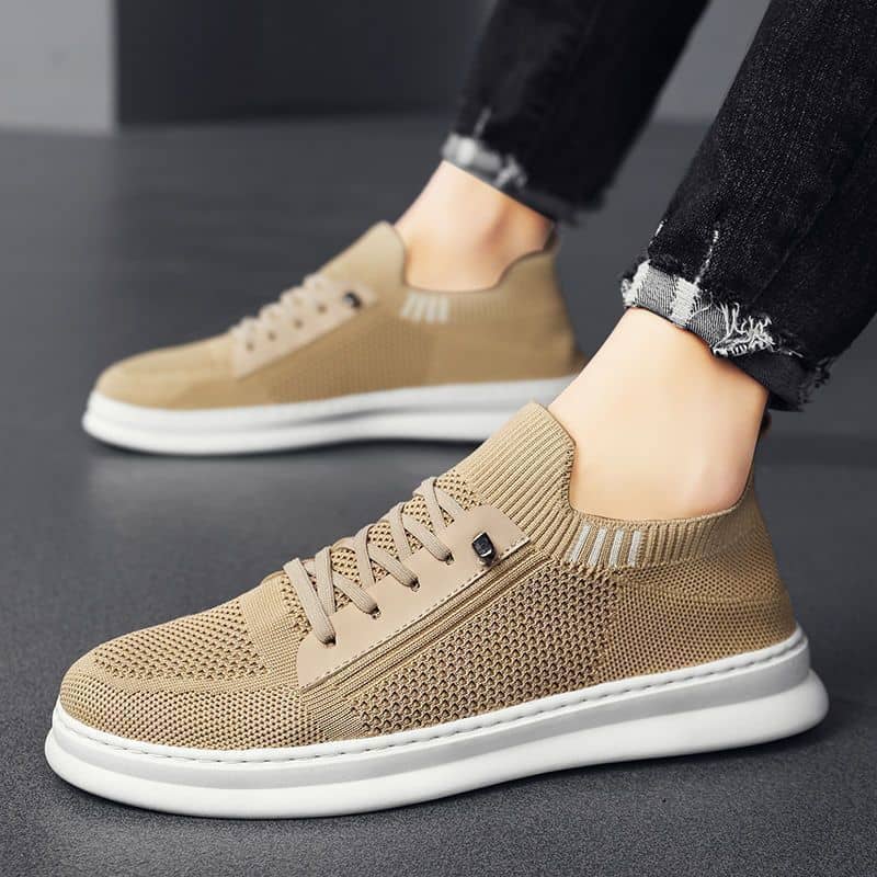 Men's Breathable Flyknit Mesh Athletic Shoes Soft Sole Casual Board Shoes