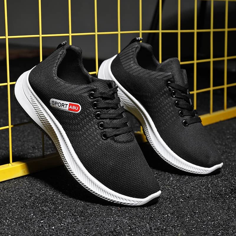 Men's Breathable Flyknit Mesh Casual Athletic Running Shoes Lightweight Wear-Resistant Comfortable Sneakers