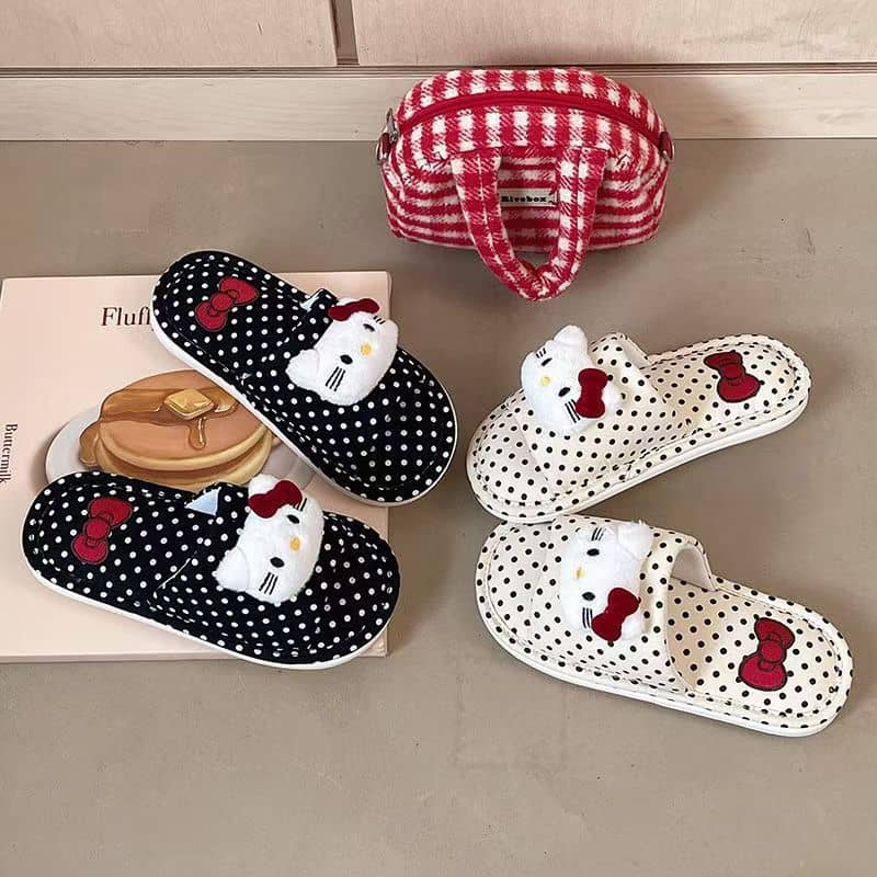 Cute Cat Faux Fur Slide Slippers for Women All-Season Comfort Anti-Slip Home 2026 New
