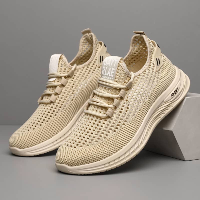 Men's Summer Breathable Flyknit Mesh Casual Shoes Comfortable Soft Sole Slip-On Sneakers