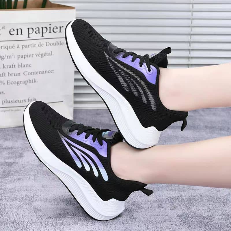 Women's Flyknit Mesh Athletic Shoes Platform Fashion Dad Shoes Anti-Slip Running Shoes