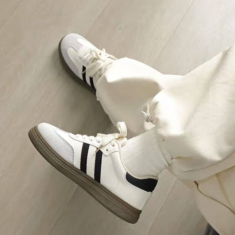 German Army Trainer Style Unisex White Sneakers Casual Sports Shoes Couple Style Campus