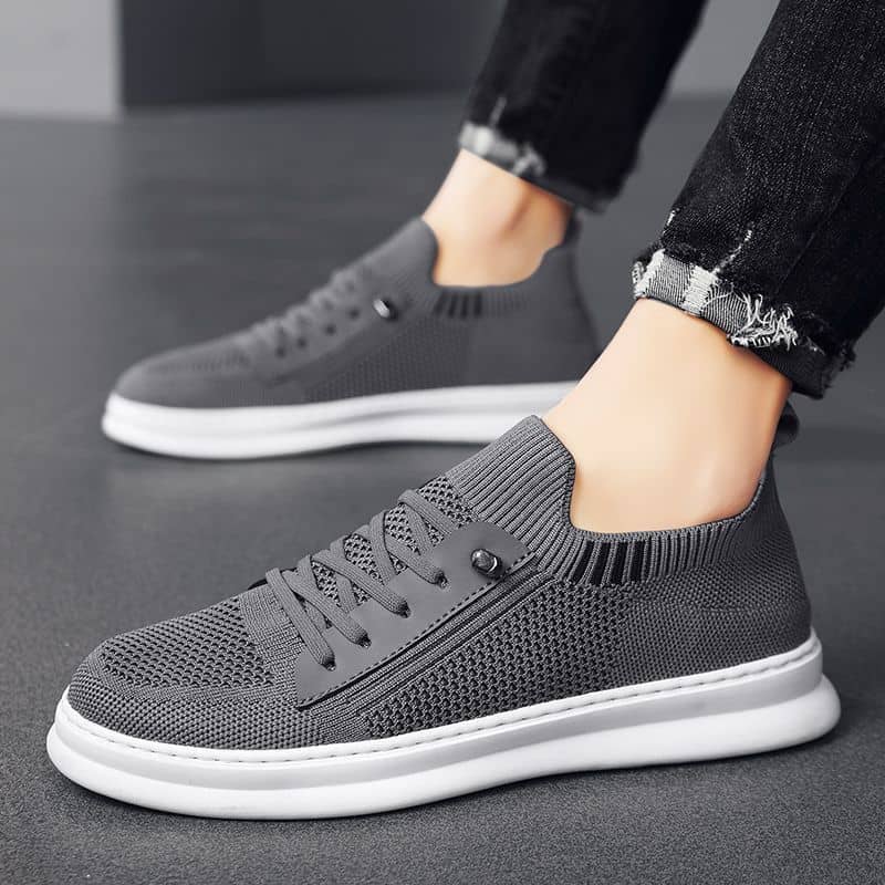 Men's Breathable Flyknit Mesh Athletic Shoes Soft Sole Casual Board Shoes