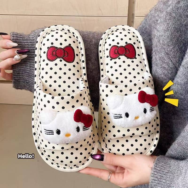 Cute Cat Faux Fur Slide Slippers for Women All-Season Comfort Anti-Slip Home 2026 New