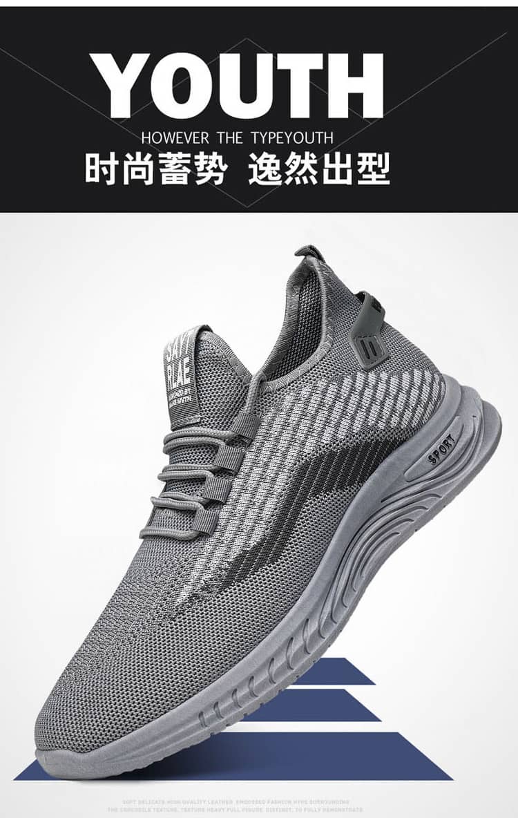 Men's Summer Breathable Flyknit Mesh Casual Shoes Comfortable Soft Sole Slip-On Sneakers