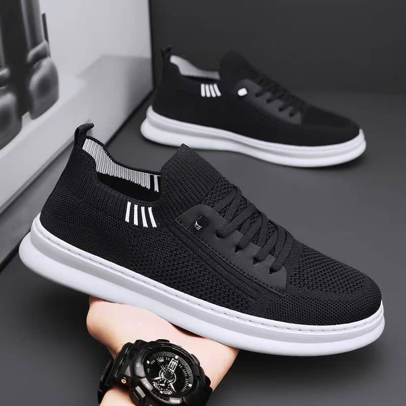 Men's Breathable Flyknit Mesh Athletic Shoes Soft Sole Casual Board Shoes