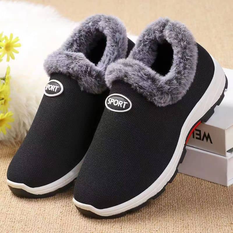 Winter Warm Women's Cotton Shoes Fleece-Lined Thickened Soft Sole Cotton Boots for Middle-Aged and Elderly