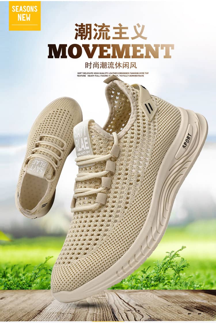 2023 Summer New Breathable Flyknit Lightweight Anti-Slip Wear-Resistant Walking Ultra-Light Men's Shoes
