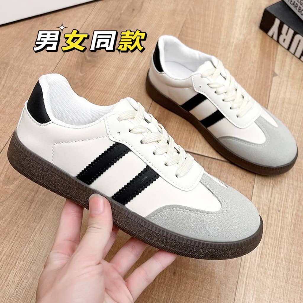 German Army Trainer Style Unisex White Sneakers Casual Sports Shoes Couple Style Campus