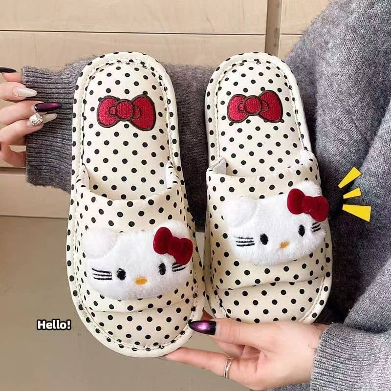 Cute Cat Faux Fur Slide Slippers for Women All-Season Comfort Anti-Slip Home 2026 New