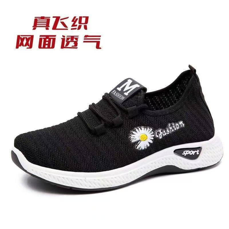 New Women's Flyknit Athletic Shoes Soft Sole Anti-Slip Breathable Dance Walking Sneakers