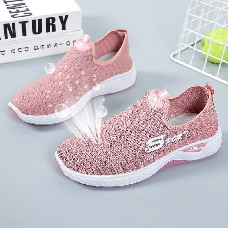 New Women's Flyknit Athletic Shoes Soft Sole Anti-Slip Breathable Dance Walking Sneakers