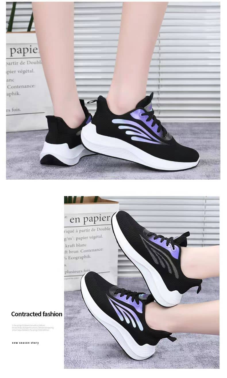 Women's Flyknit Mesh Athletic Shoes Platform Fashion Dad Shoes Anti-Slip Running Shoes