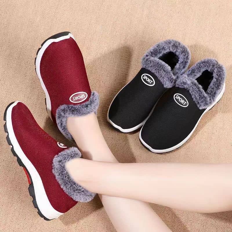 Winter Warm Women's Cotton Shoes Fleece-Lined Thickened Soft Sole Cotton Boots for Middle-Aged and Elderly