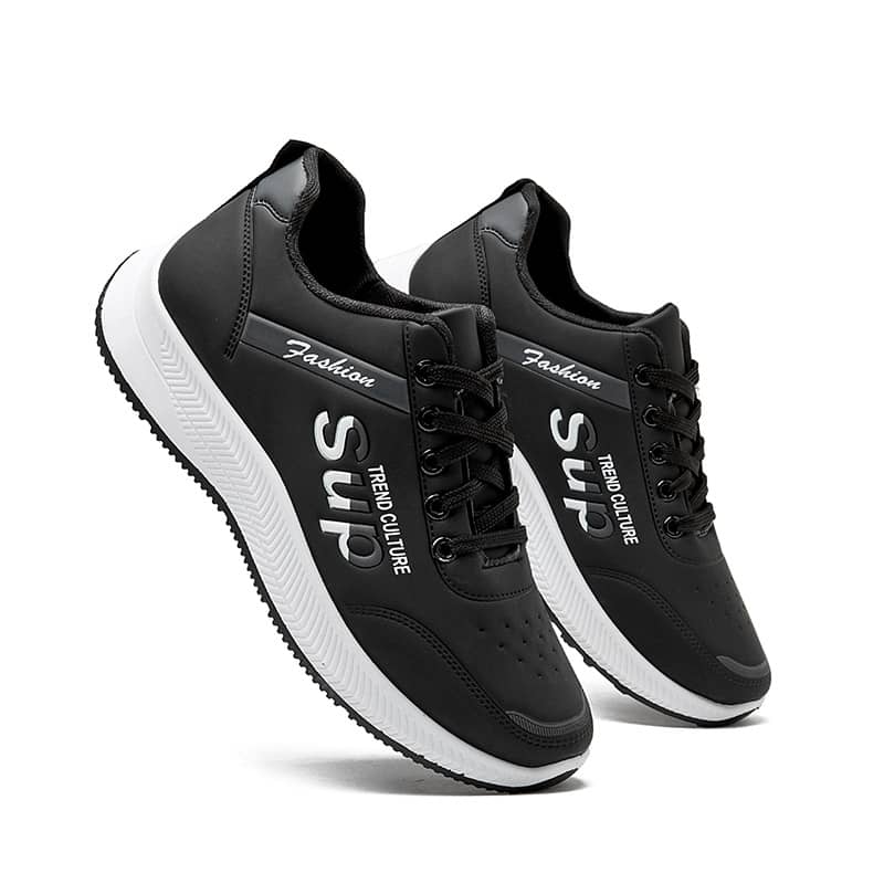 Men's Korean-Style Casual PU Athletic Shoes Comfortable Student White Sneakers Running Shoes