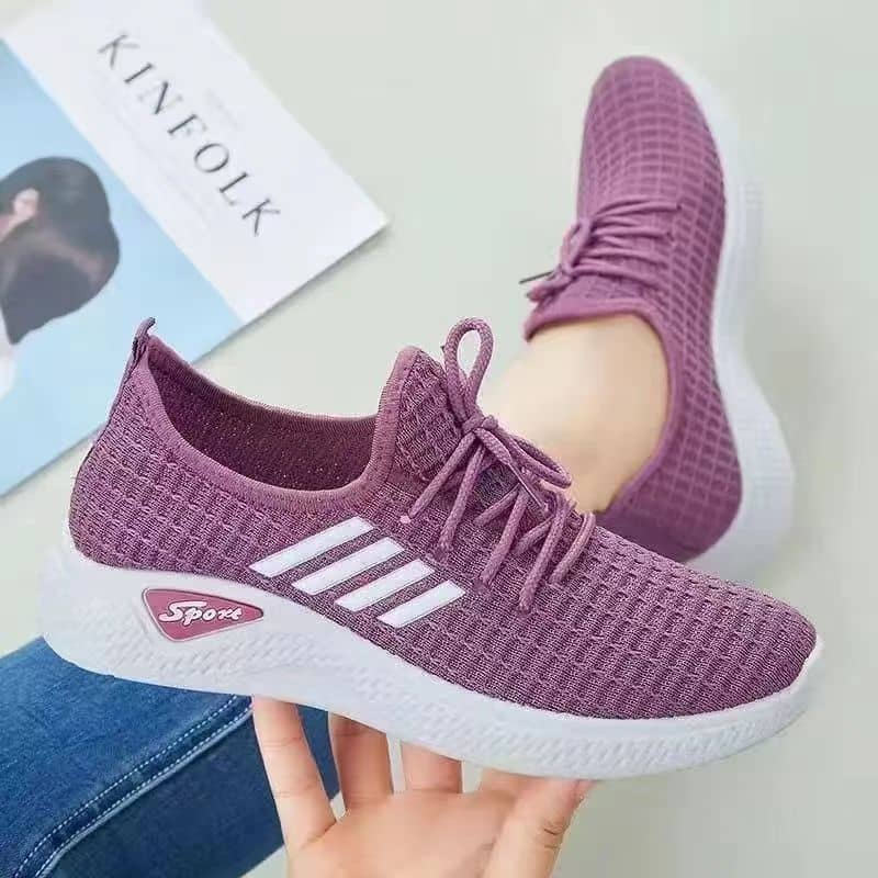 New Women's Flyknit Athletic Shoes Soft Sole Anti-Slip Breathable Dance Walking Sneakers