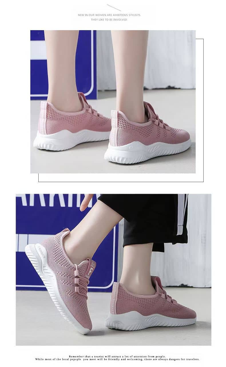 Unisex Flyknit Mesh Sneakers Breathable Comfortable Korean Style Student Running Shoes for Couples