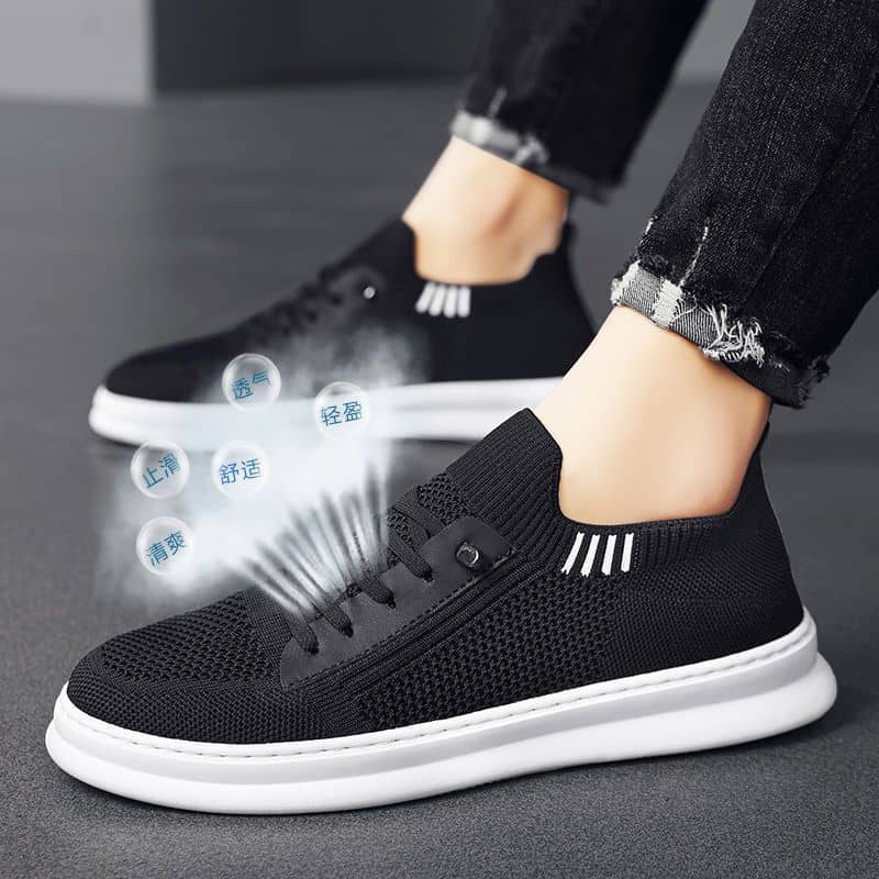 Men's Breathable Flyknit Mesh Athletic Shoes Soft Sole Casual Board Shoes