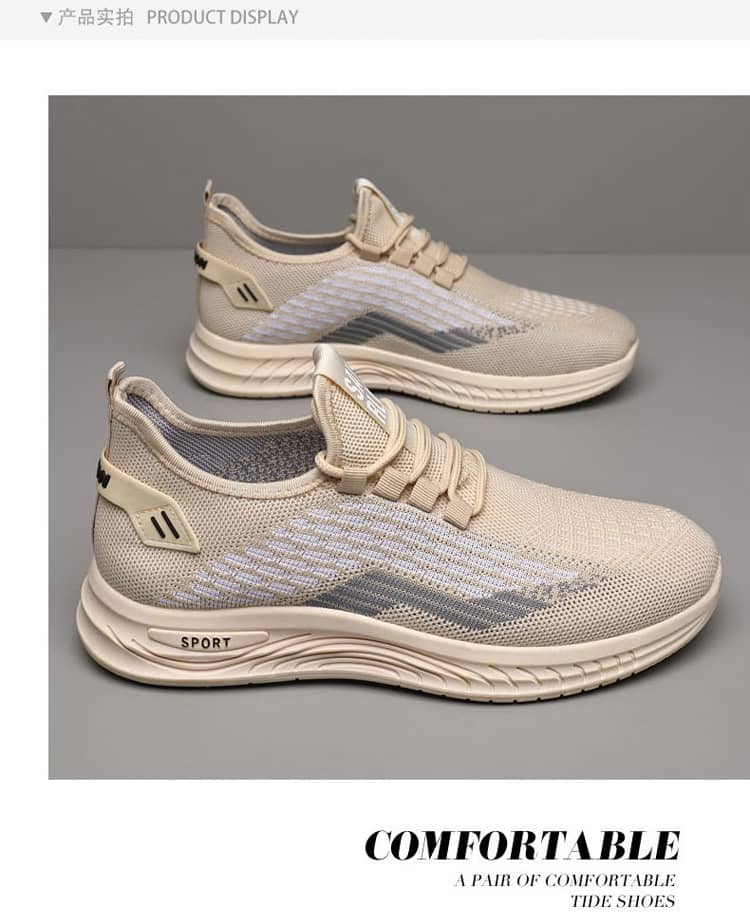 Men's Summer Breathable Flyknit Mesh Casual Shoes Comfortable Soft Sole Slip-On Sneakers