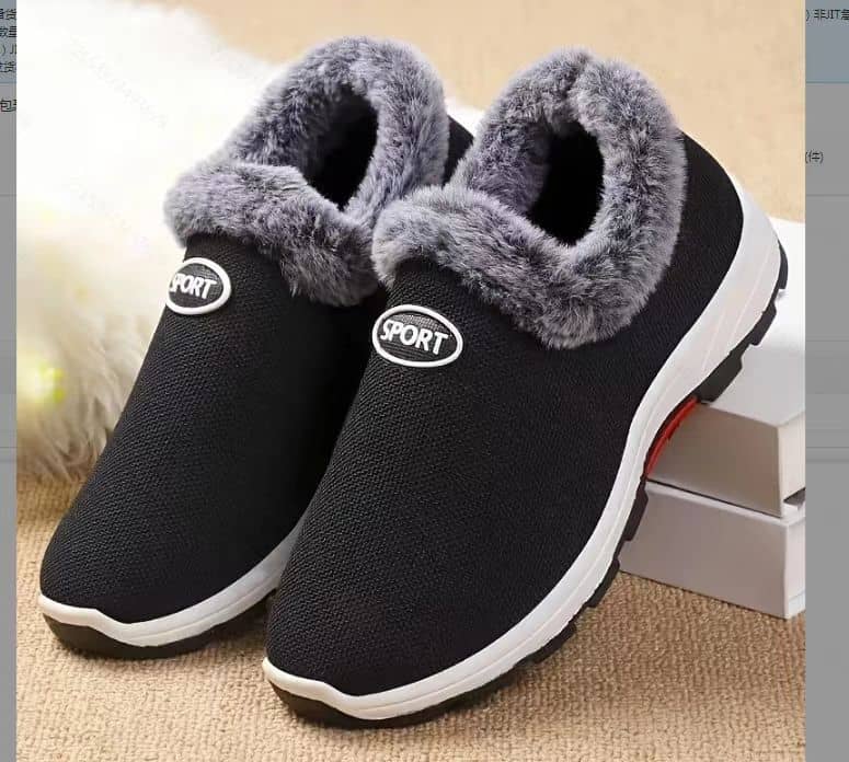 Winter Warm Women's Cotton Shoes Fleece-Lined Thickened Soft Sole Cotton Boots for Middle-Aged and Elderly