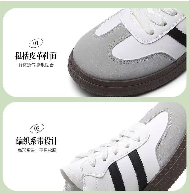 German Army Trainer Style Unisex White Sneakers Casual Sports Shoes Couple Style Campus