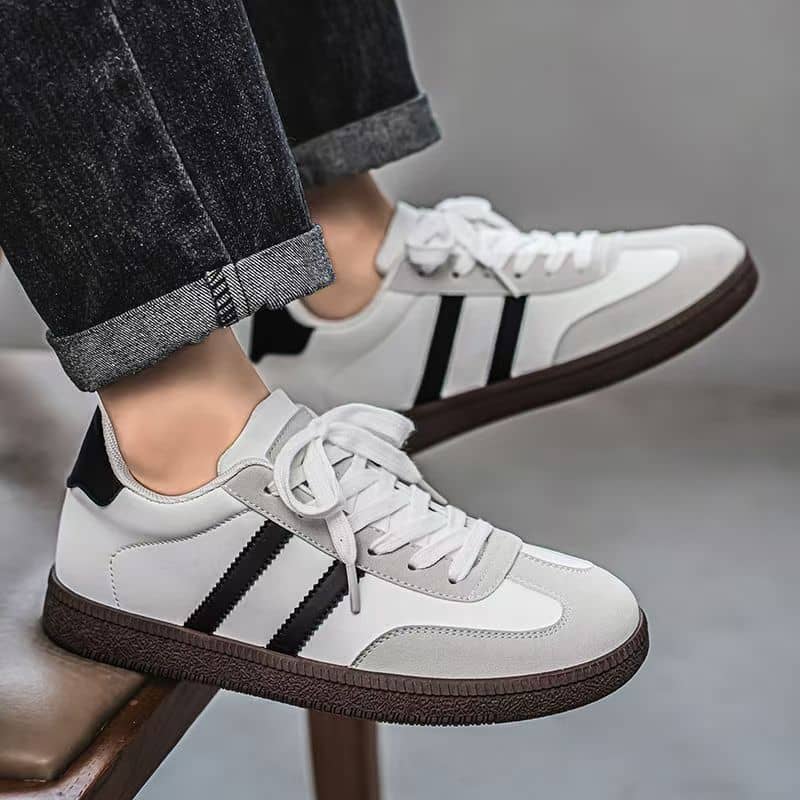 German Army Trainer Style Unisex White Sneakers Casual Sports Shoes Couple Style Campus