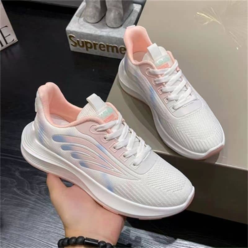 Women's Flyknit Mesh Athletic Shoes Platform Fashion Dad Shoes Anti-Slip Running Shoes