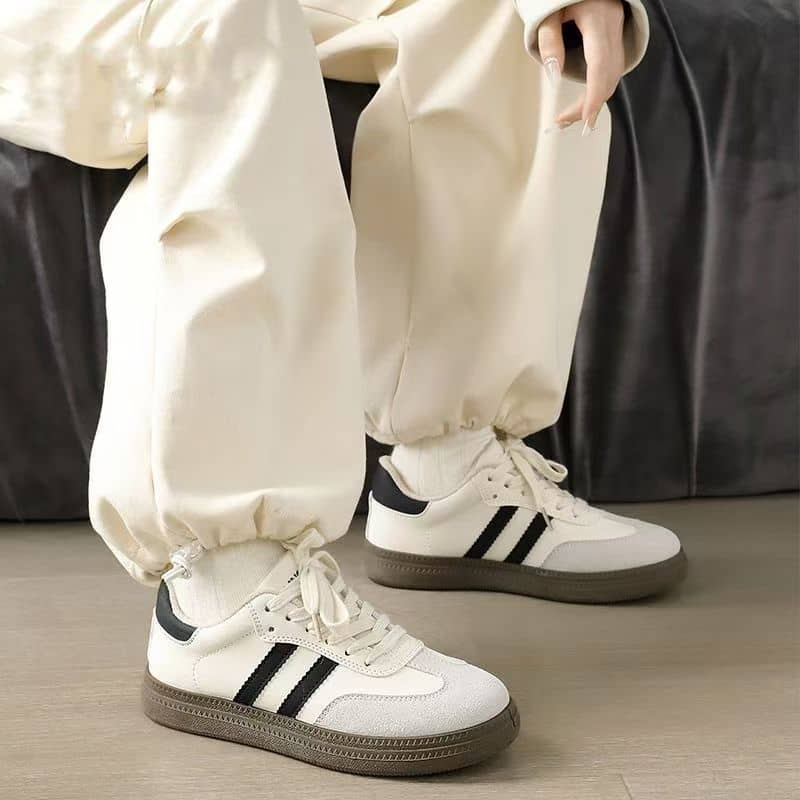 German Army Trainer Style Unisex White Sneakers Casual Sports Shoes Couple Style Campus