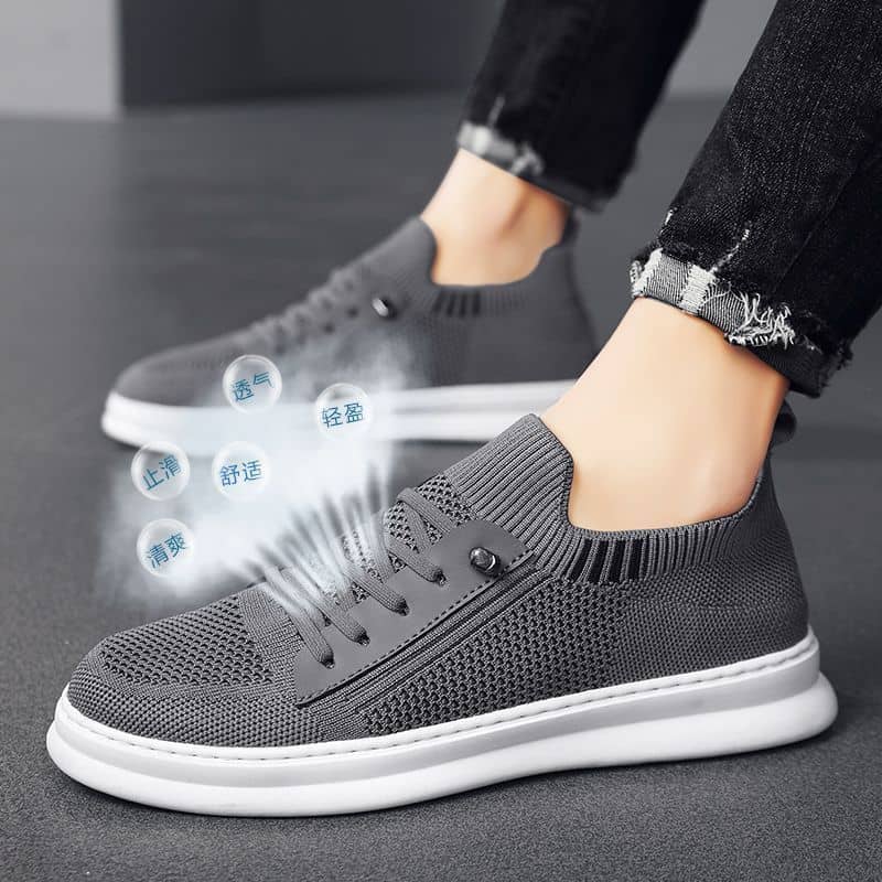 Men's Breathable Flyknit Mesh Athletic Shoes Soft Sole Casual Board Shoes