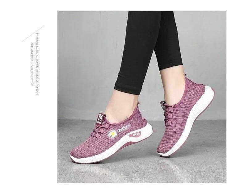 New Women's Flyknit Athletic Shoes Soft Sole Anti-Slip Breathable Dance Walking Sneakers
