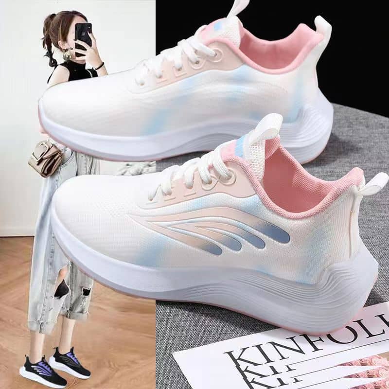 Women's Flyknit Mesh Athletic Shoes Platform Fashion Dad Shoes Anti-Slip Running Shoes
