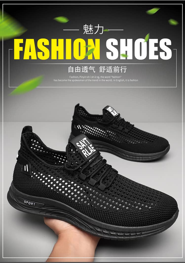 2023 Summer New Breathable Flyknit Lightweight Anti-Slip Wear-Resistant Walking Ultra-Light Men's Shoes