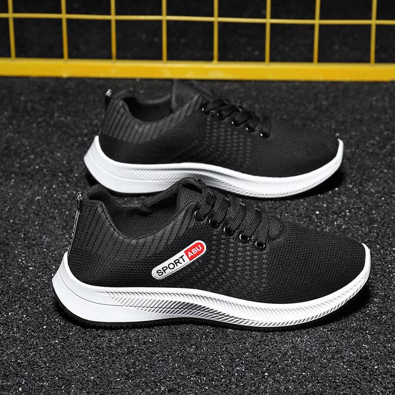 Men's Breathable Flyknit Mesh Casual Athletic Running Shoes Lightweight Wear-Resistant Comfortable Sneakers