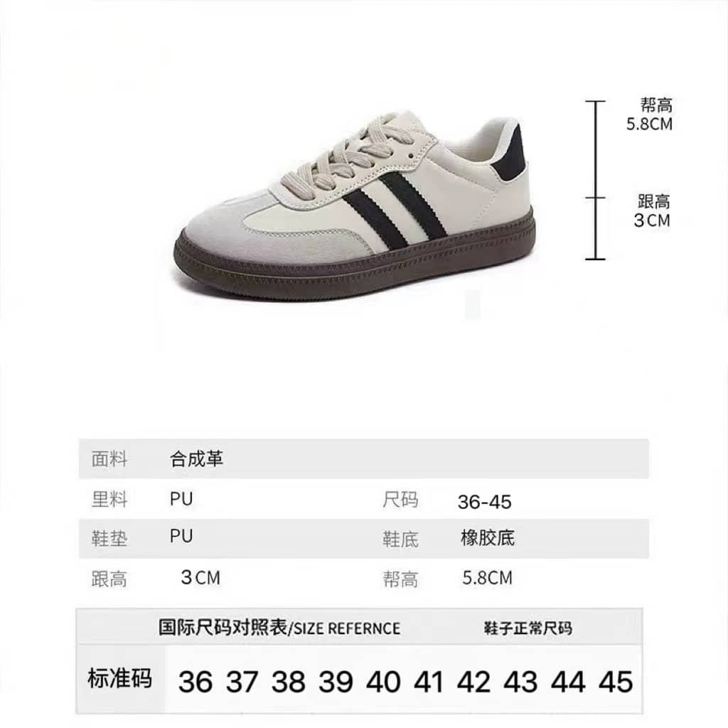 German Army Trainer Style Unisex White Sneakers Casual Sports Shoes Couple Style Campus