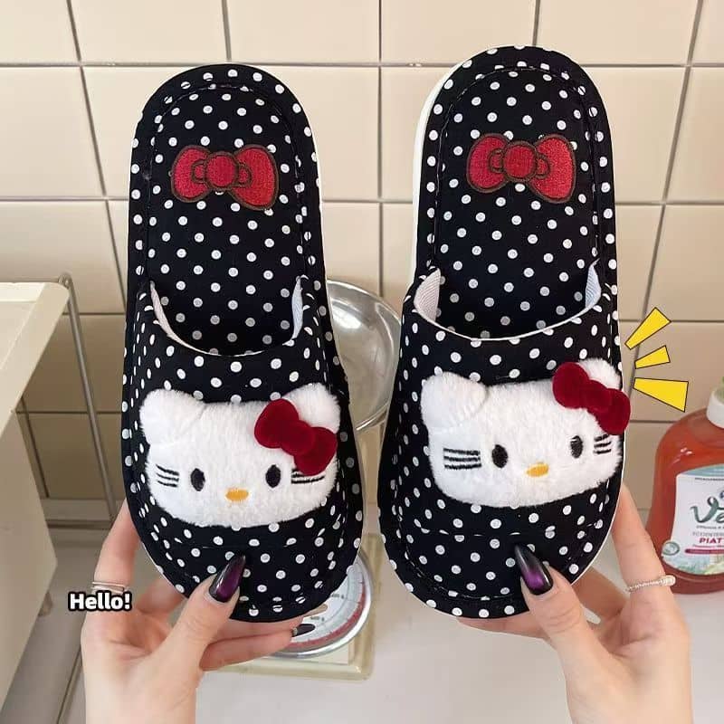 Cute Cat Faux Fur Slide Slippers for Women All-Season Comfort Anti-Slip Home 2026 New