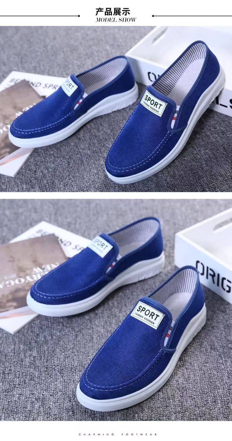 Men's Canvas Slip-On Shoes Denim Casual Loafers Lightweight Breathable Anti-Slip Wear-Resistant Student Shoes