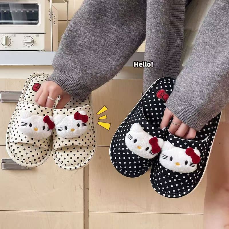 Cute Cat Faux Fur Slide Slippers for Women All-Season Comfort Anti-Slip Home 2026 New