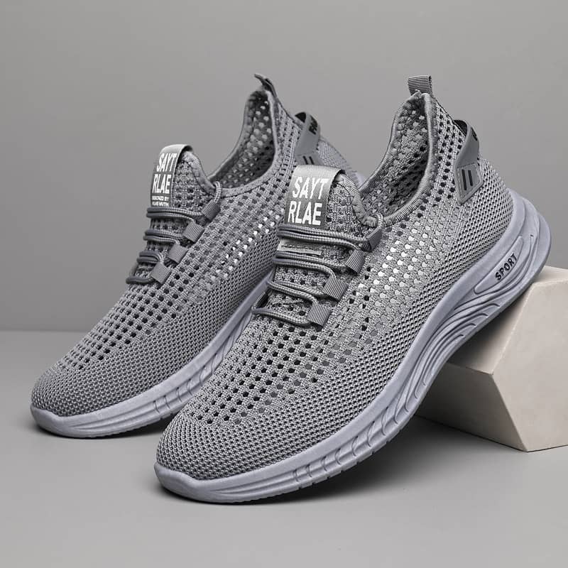 Men's Summer Breathable Flyknit Mesh Casual Shoes Comfortable Soft Sole Slip-On Sneakers