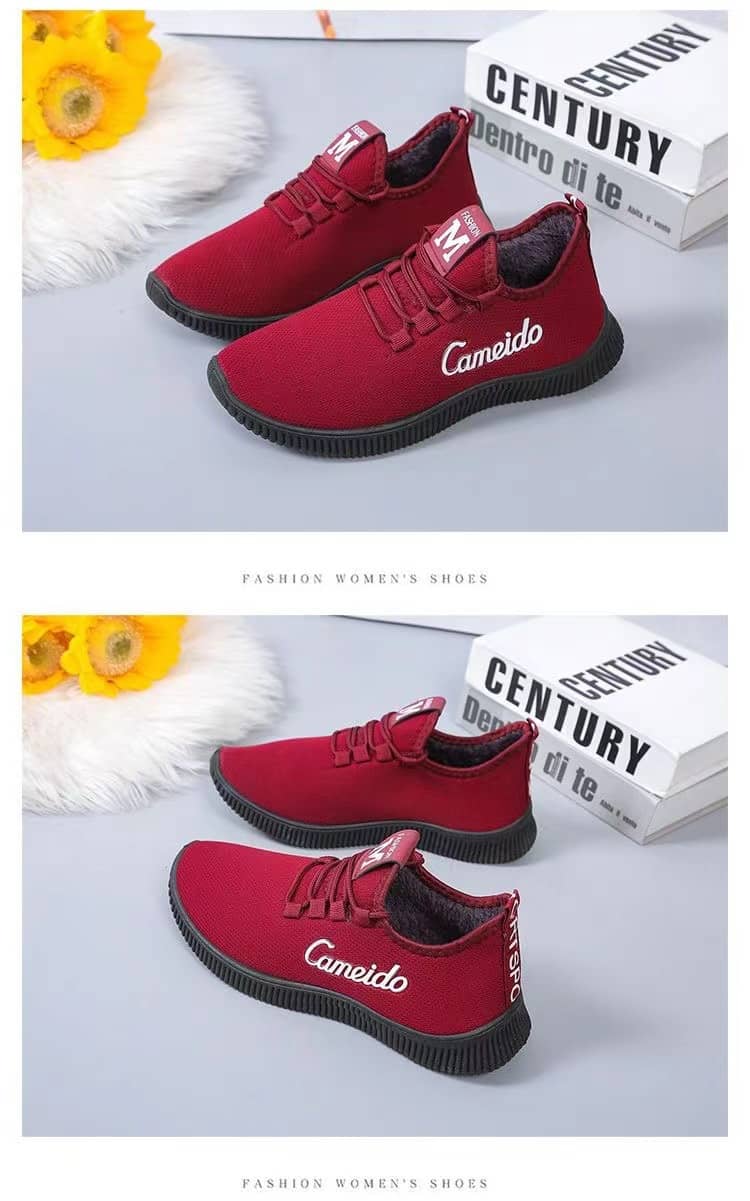 New Autumn Winter Women's Walking Shoes Comfortable Breathable Slip-On Fleece-Lined Thickened