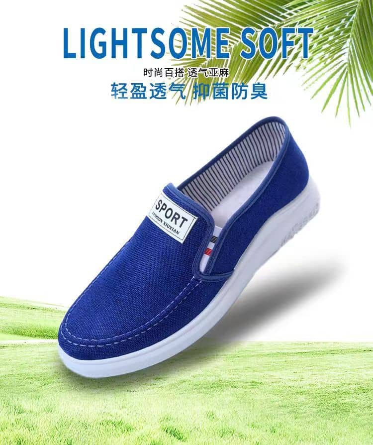 Men's Canvas Slip-On Shoes Denim Casual Loafers Lightweight Breathable Anti-Slip Wear-Resistant Student Shoes