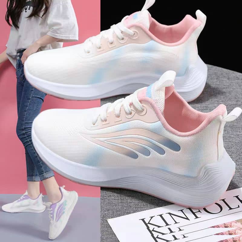 Women's Flyknit Mesh Athletic Shoes Platform Fashion Dad Shoes Anti-Slip Running Shoes