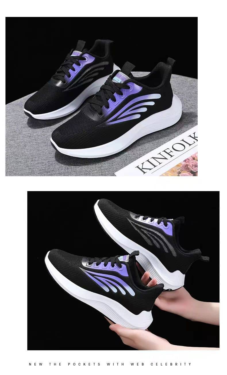 Women's Flyknit Mesh Athletic Shoes Platform Fashion Dad Shoes Anti-Slip Running Shoes