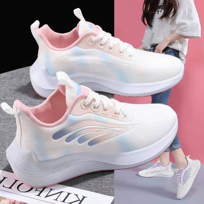 Women's Flyknit Mesh Athletic Shoes Platform Fashion Dad Shoes Anti-Slip Running Shoes