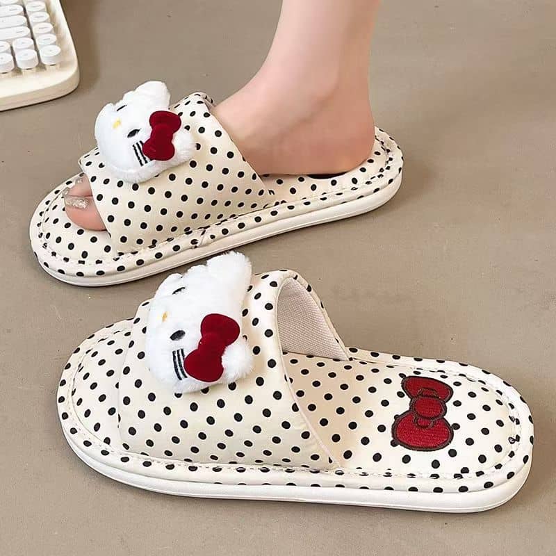 Cute Cat Faux Fur Slide Slippers for Women All-Season Comfort Anti-Slip Home 2026 New