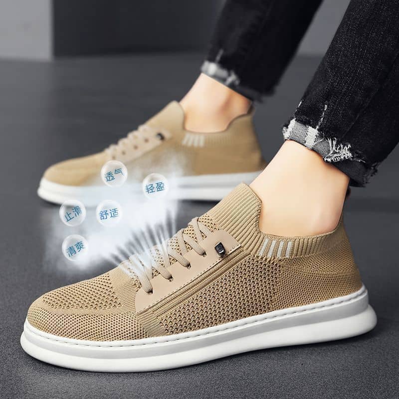 Men's Breathable Flyknit Mesh Athletic Shoes Soft Sole Casual Board Shoes